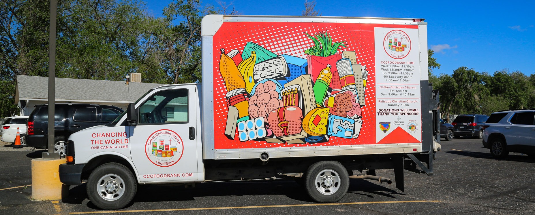 box truck wrapped in graphic for ccc food bank
